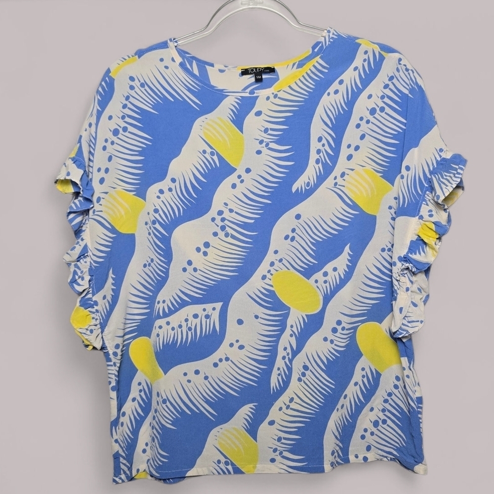 Toupy Paris Silk Blend Waves And Sun Boxy Top Size S/M
